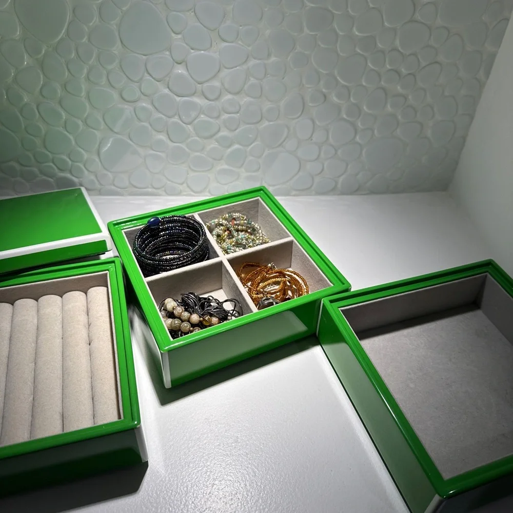 Green Jewelry Box with Velvet Interior
